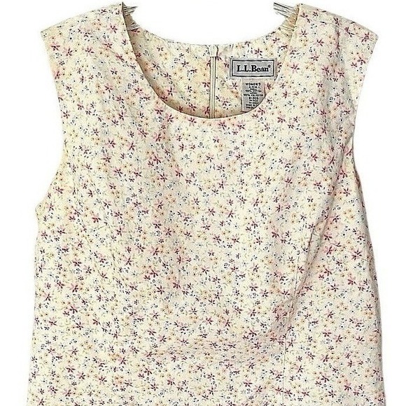 L.L. Bean Dresses & Skirts - L.L.Bean Floral Cotton Sheath Dress Women 8 Lined Sleeveless Prairie Cottagecore